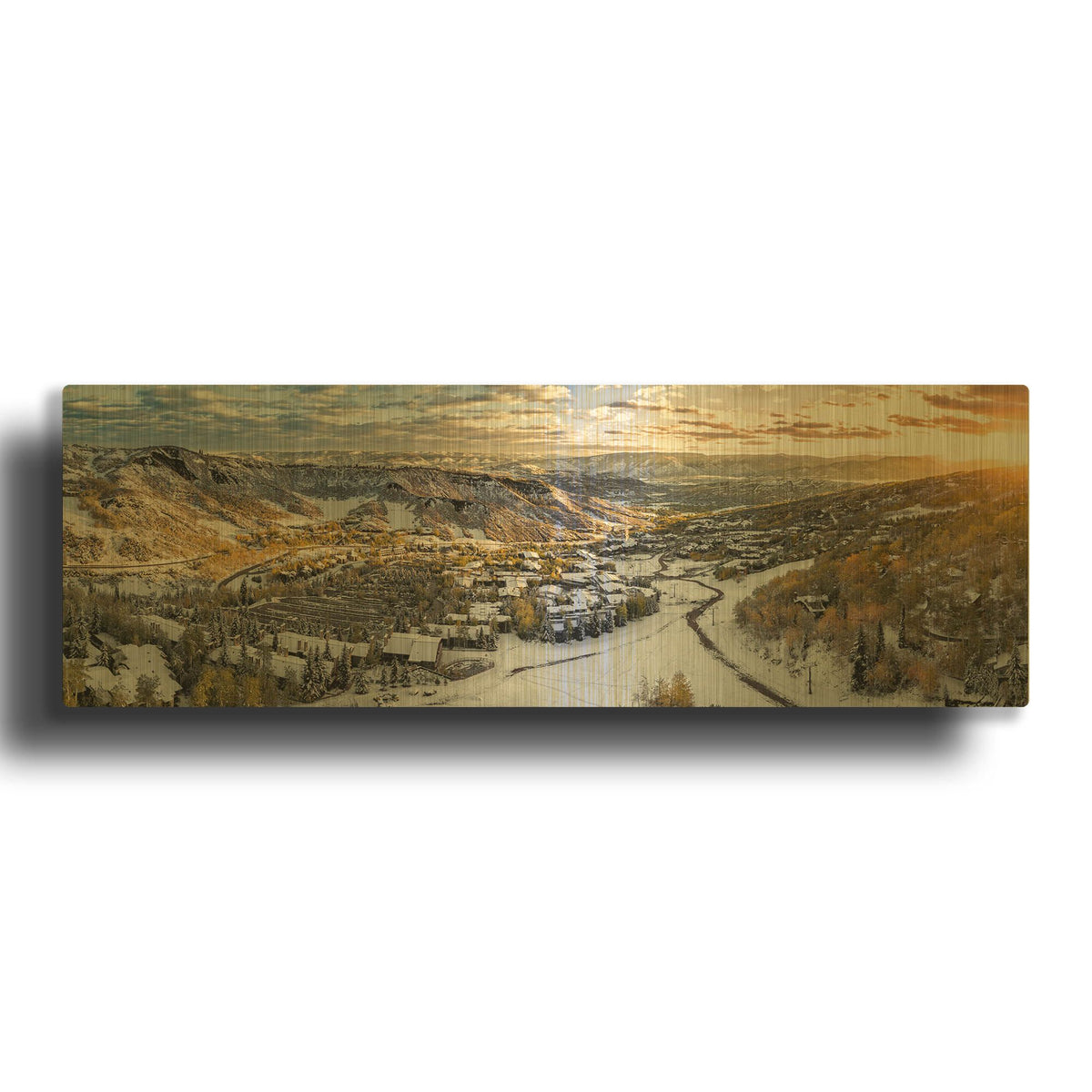 'Snowmass Colorado' By Jonathan Ross Gold Metal Wall Art