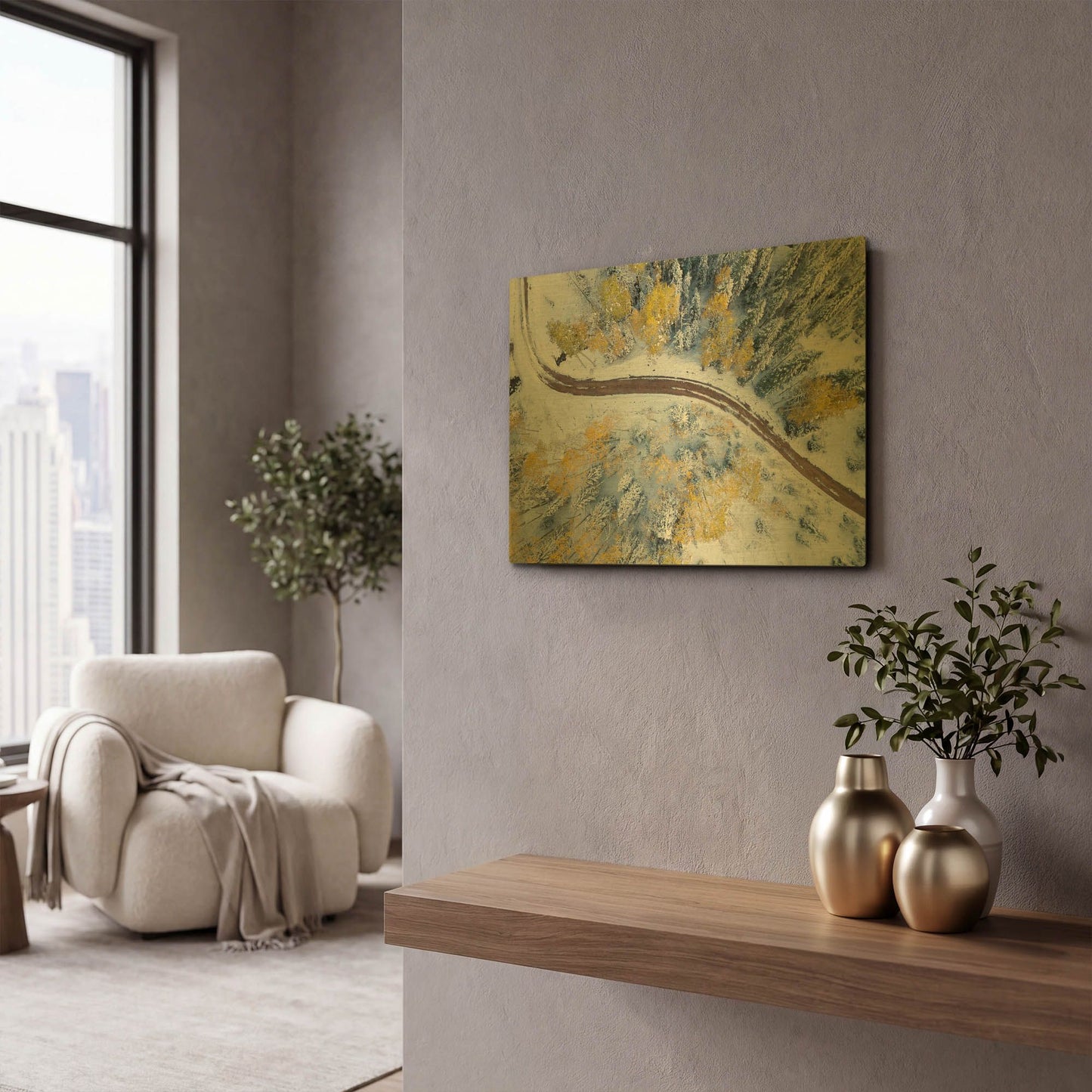 'Snowmass Road' By Jonathan Ross Gold Metal Wall Art