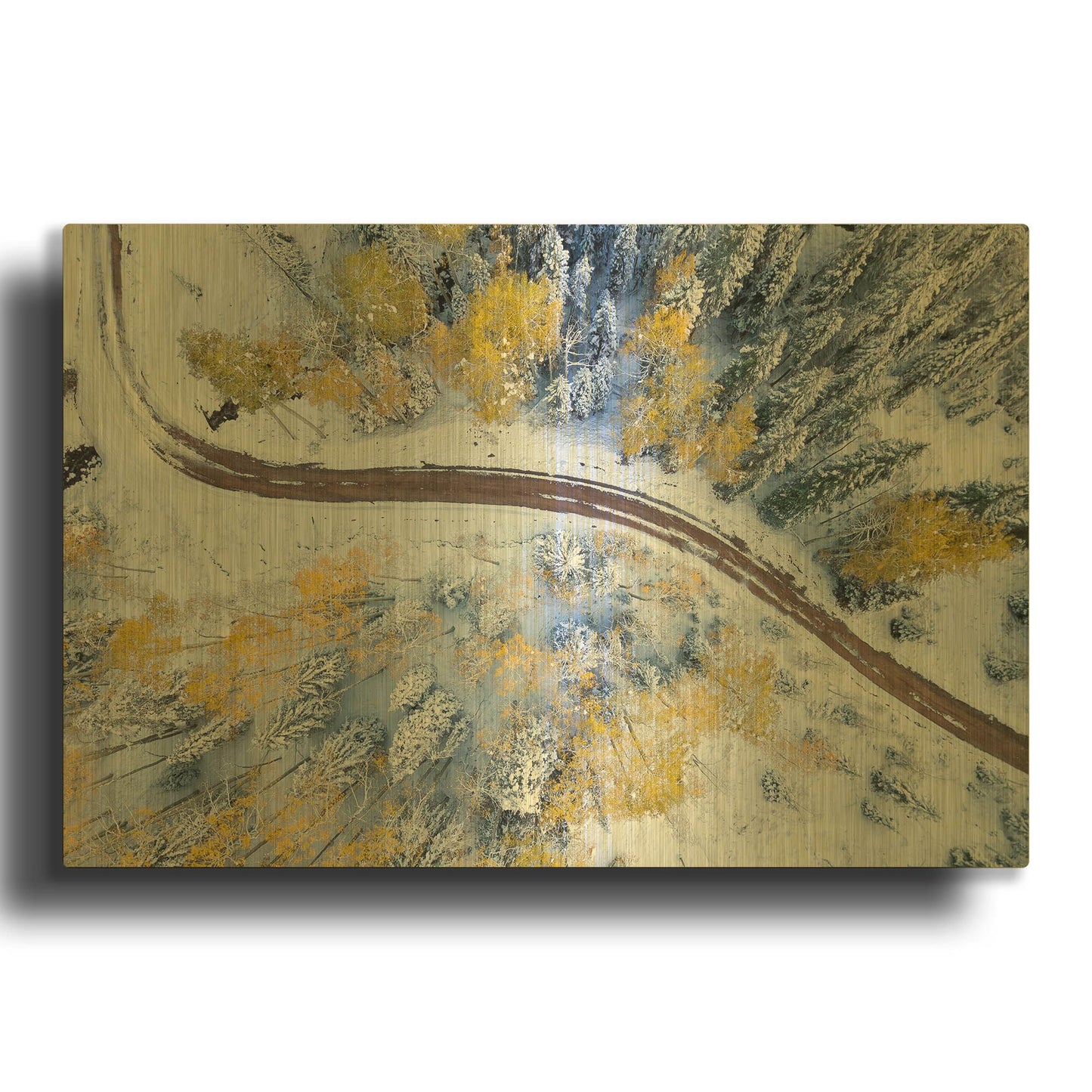 'Snowmass Road' By Jonathan Ross Gold Metal Wall Art