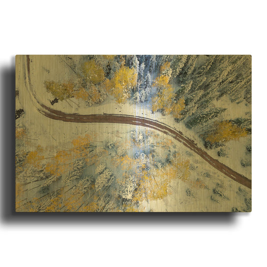 'Snowmass Road' By Jonathan Ross Gold Metal Wall Art
