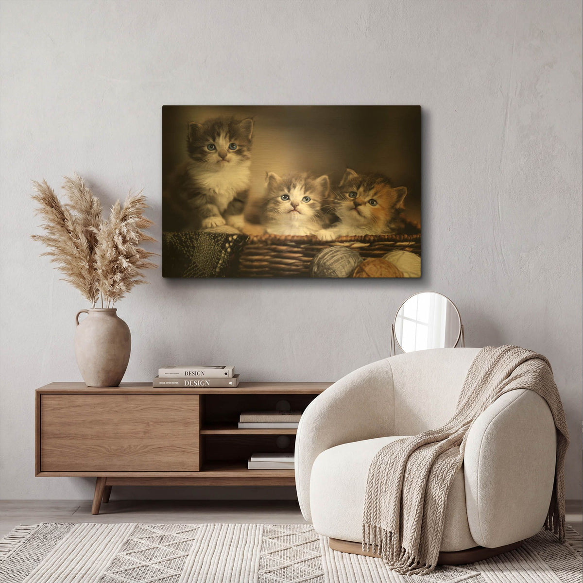 'Three Kittens' By Jonathan Ross Gold Metal Wall Art