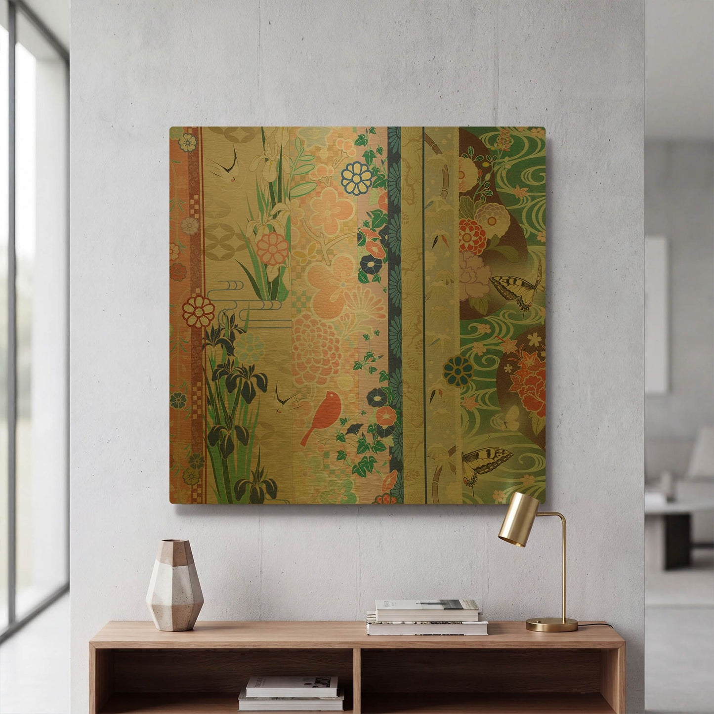 'Kimono Pattern' By Zigen Tanabe Gold Metal Wall Art