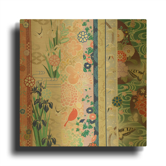 'Kimono Pattern' By Zigen Tanabe Gold Metal Wall Art