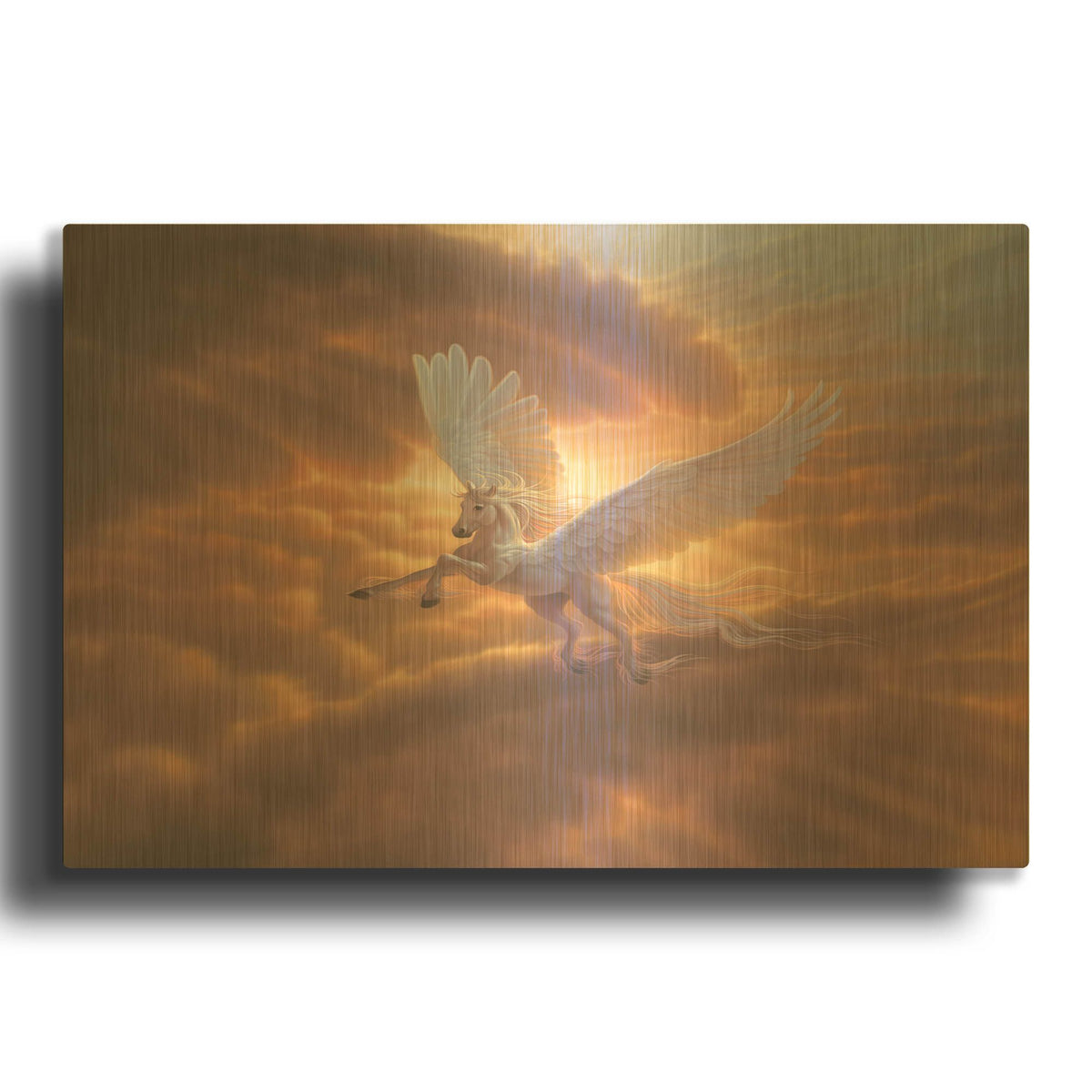 'Pegasus, Spirit Of The Sky 2' By Kirk Reinert Gold Metal Wall Art