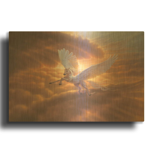 'Pegasus, Spirit Of The Sky 2' By Kirk Reinert Gold Metal Wall Art