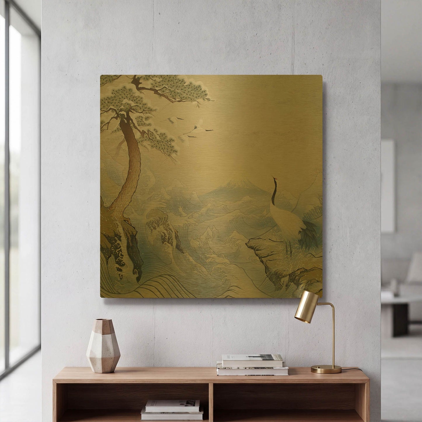 'Winter Waves' By Zigen Tanabe Gold Metal Wall Art