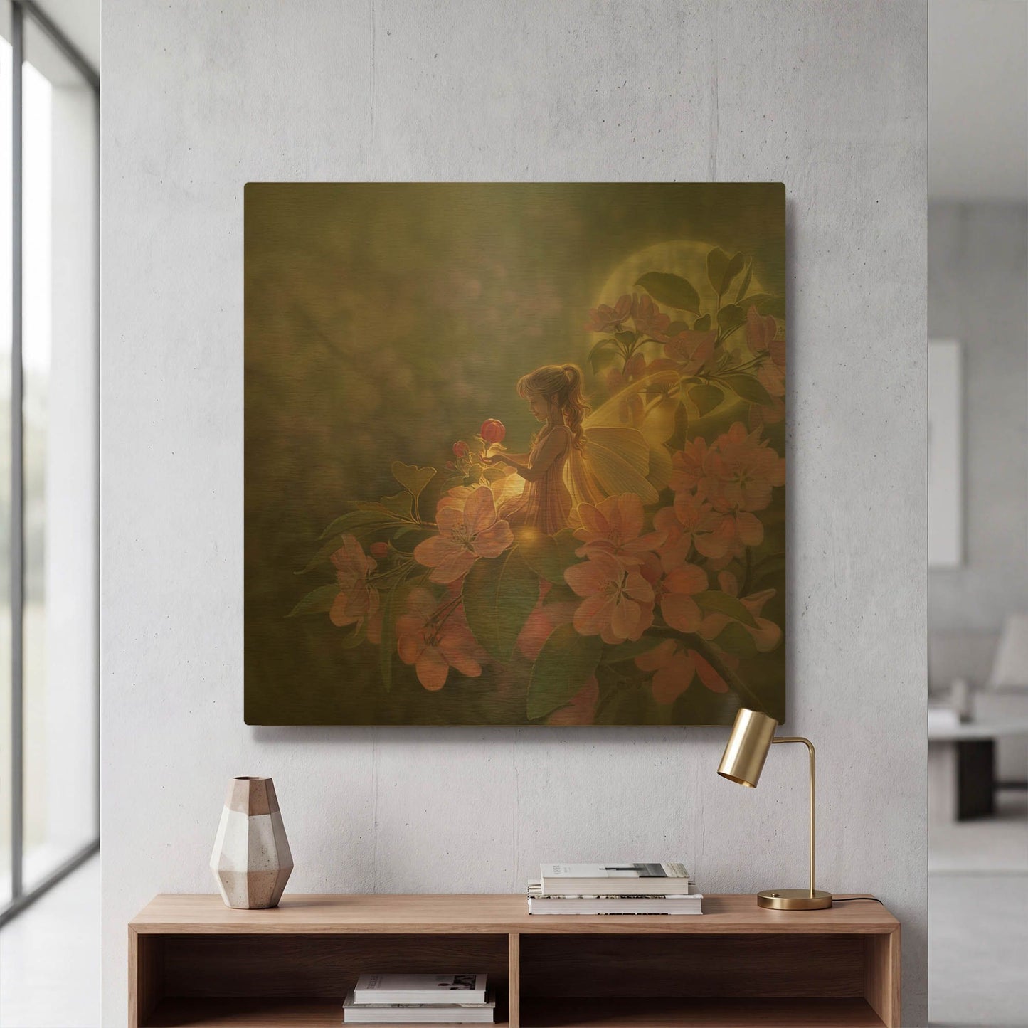 'Sakura Moon' By Kirk Reinert Gold Metal Wall Art