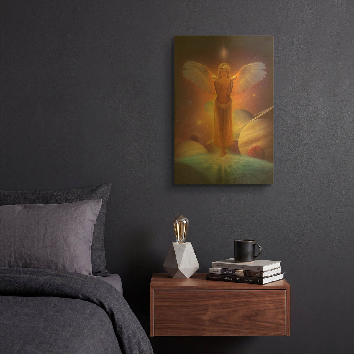 'The Light Bearer-Angel Of Light' By Kirk Reinert Gold Metal Wall Art