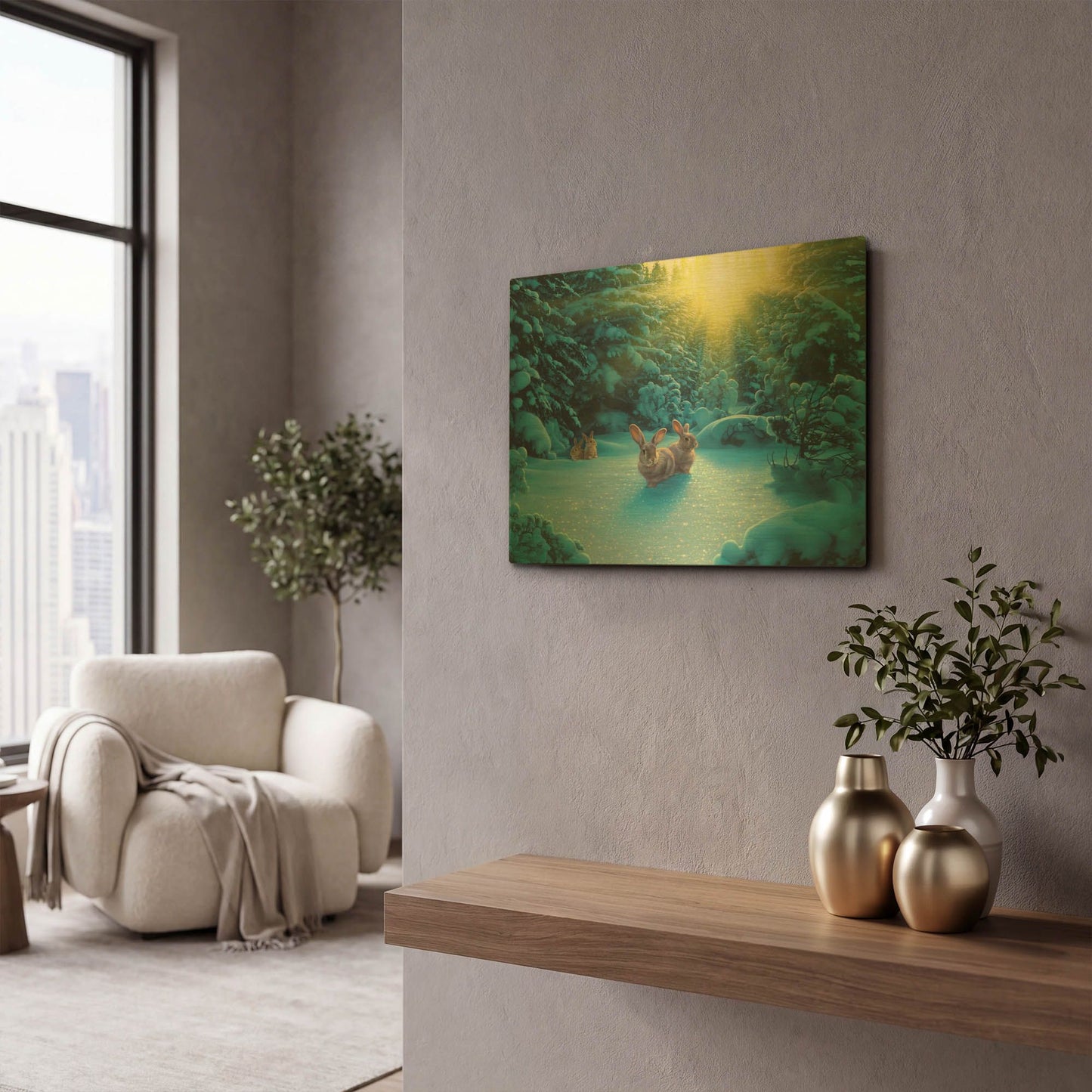 'Snowy Adventure' By Kirk Reinert Gold Metal Wall Art