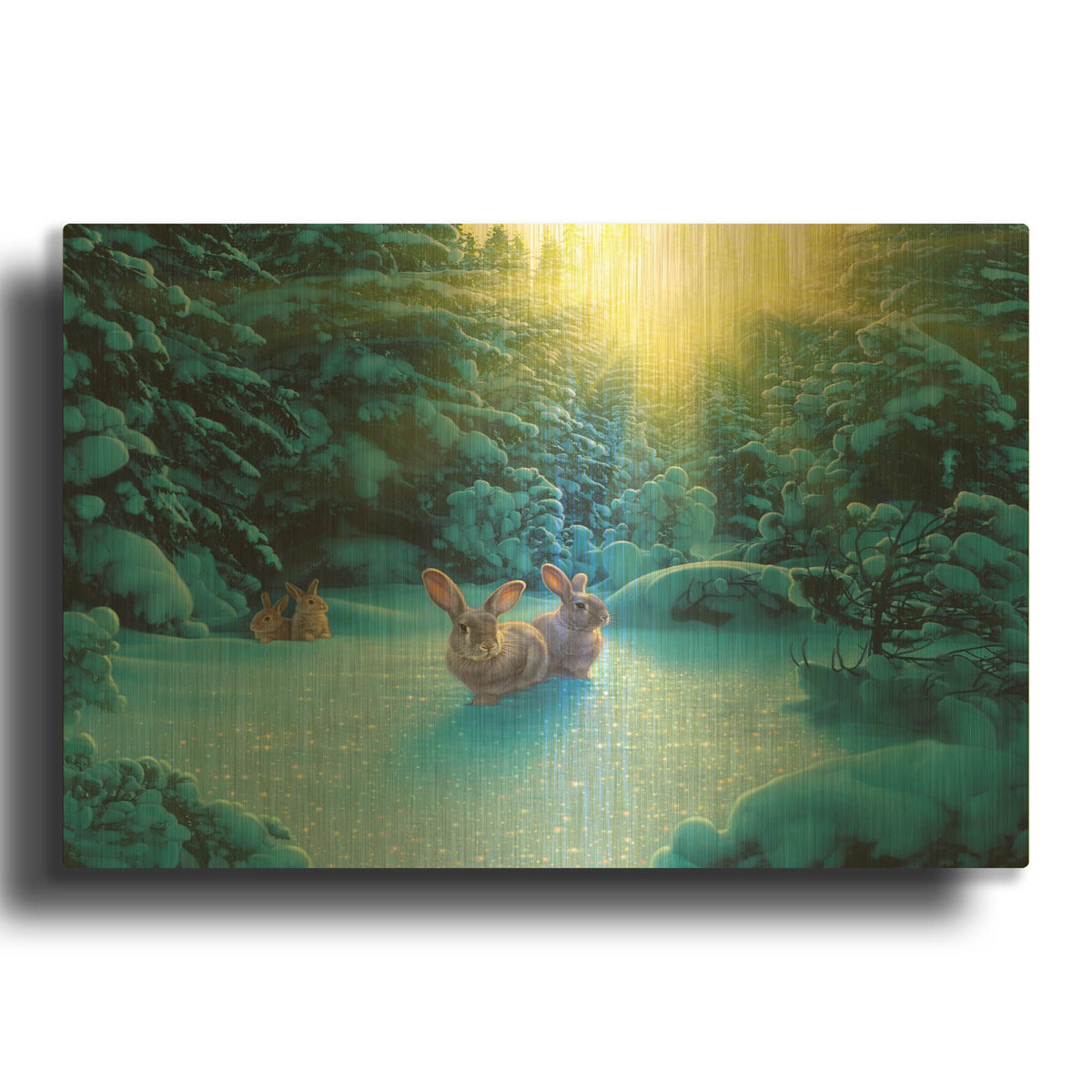 'Snowy Adventure' By Kirk Reinert Gold Metal Wall Art