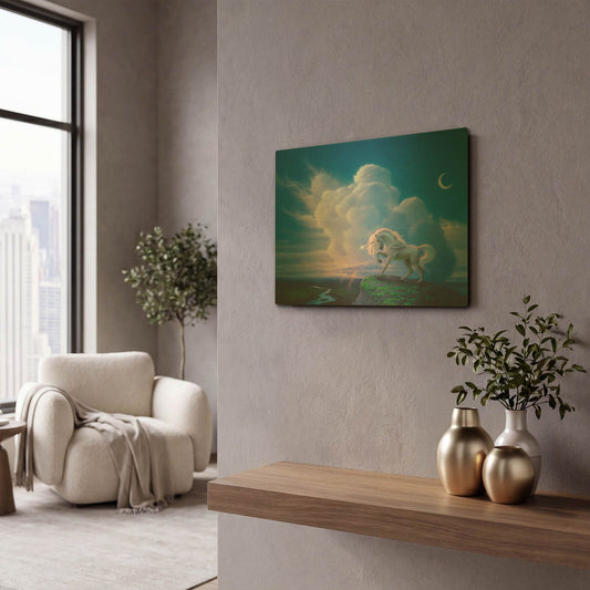 'Rainbow Unicorn' By Kirk Reinert Gold Metal Wall Art