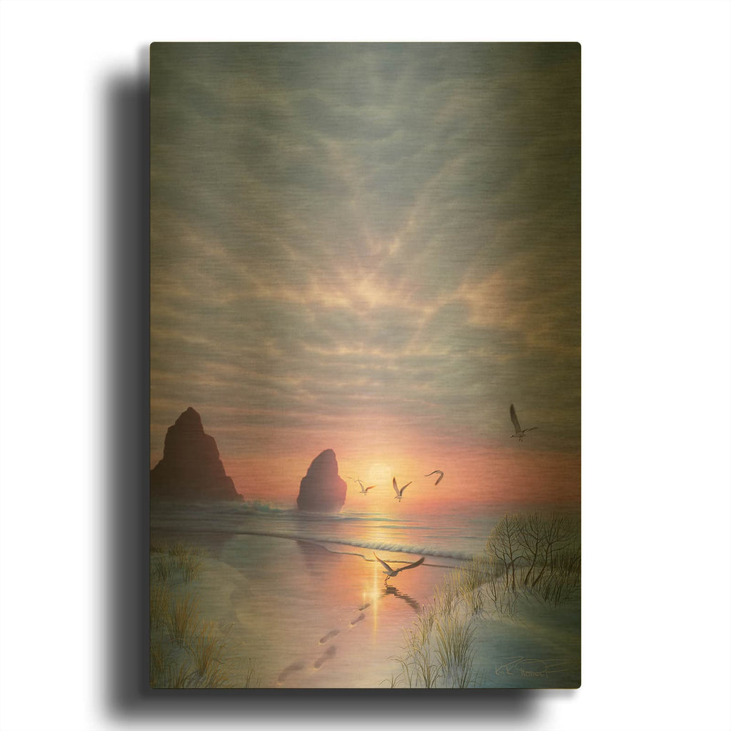 'Radiant Seashore' By Kirk Reinert Gold Metal Wall Art