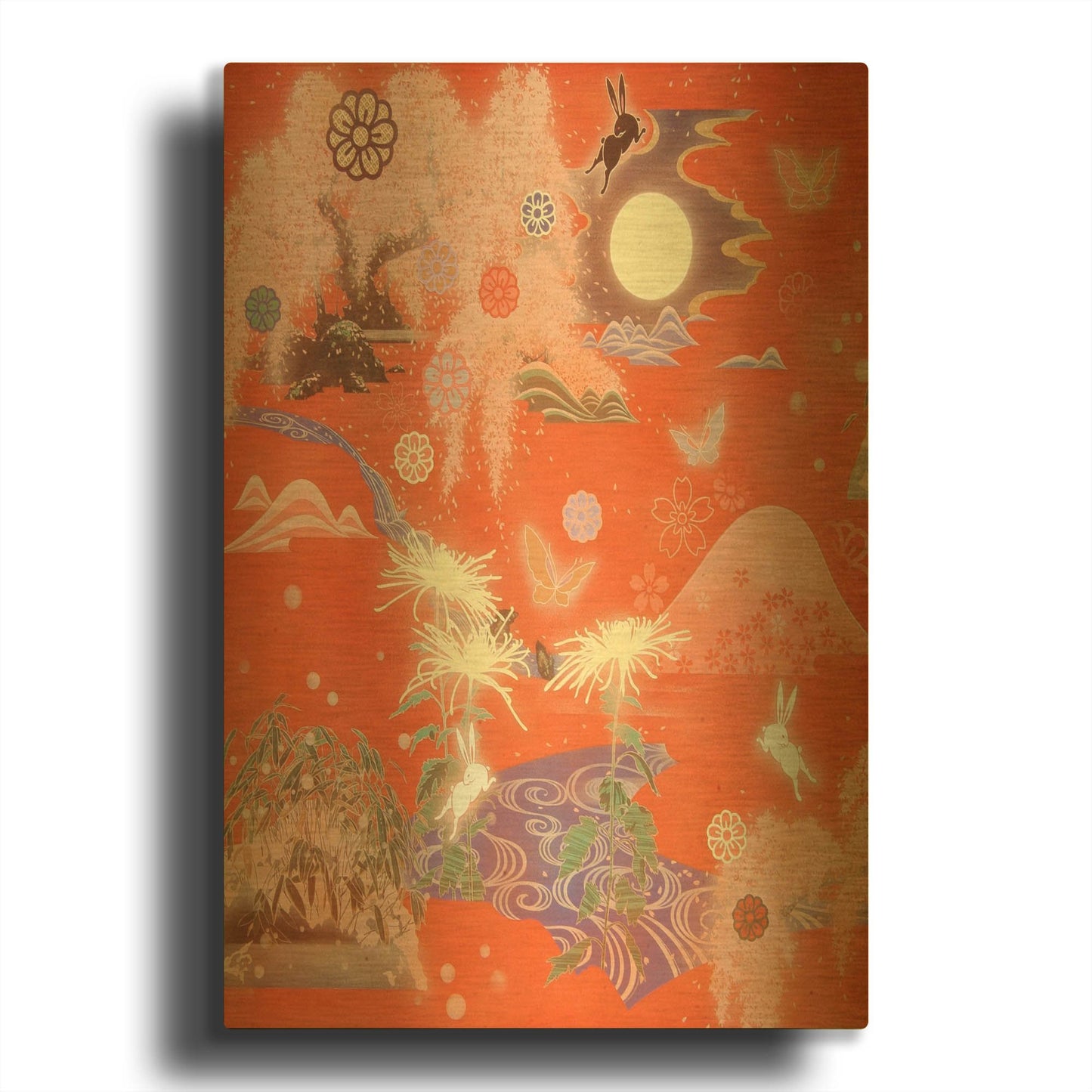 'Moon and Rabbit' By Zigen Tanabe Gold Metal Wall Art