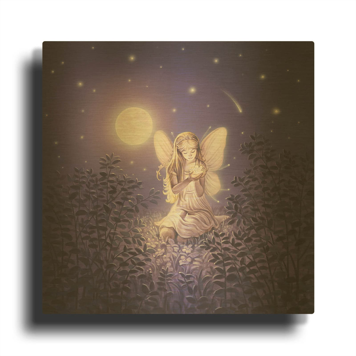 'Girl With Night Flower' By Kirk Reinert Gold Metal Wall Art