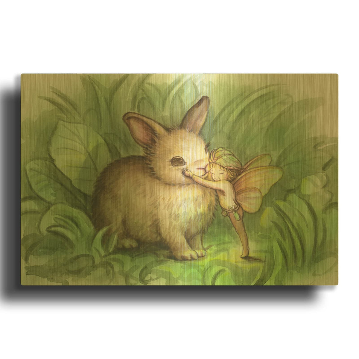 'Fairy Prince With Bunny' By Kirk Reinert Gold Metal Wall Art