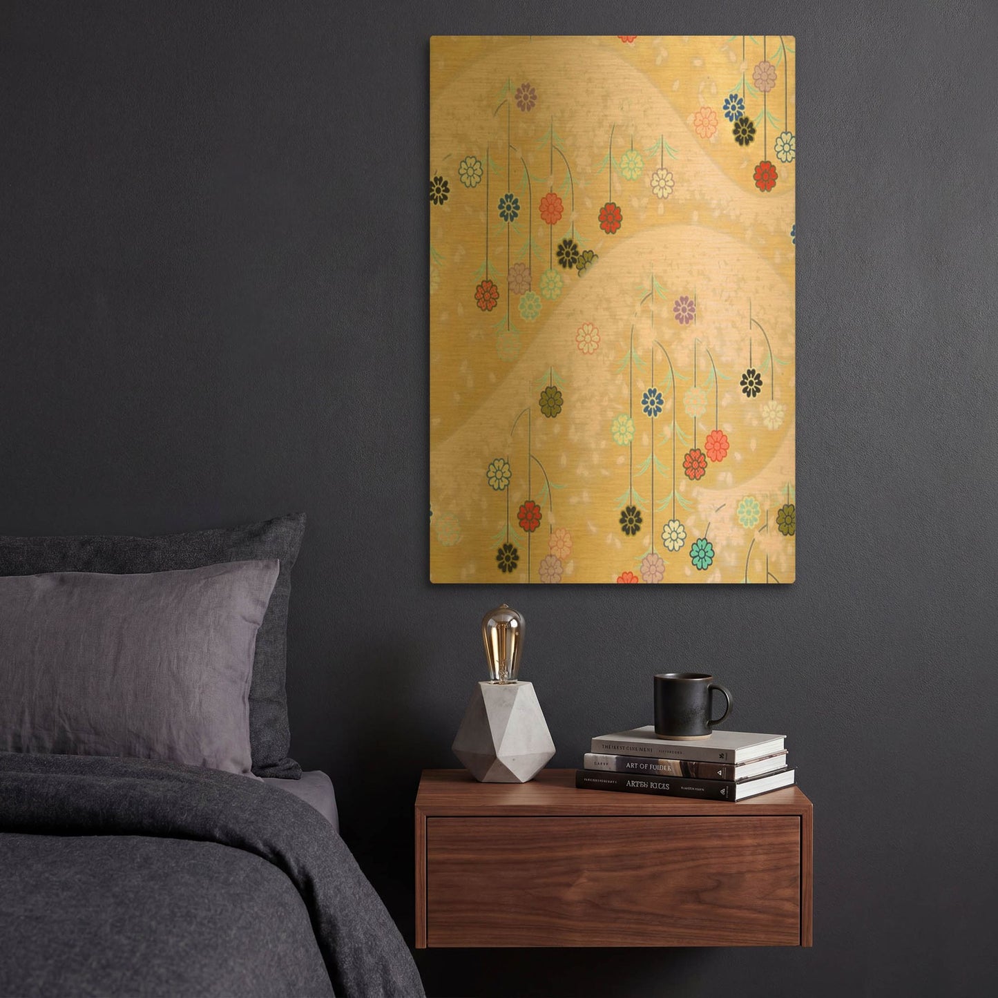 'Cherry Mountain' By Zigen Tanabe Gold Metal Wall Art