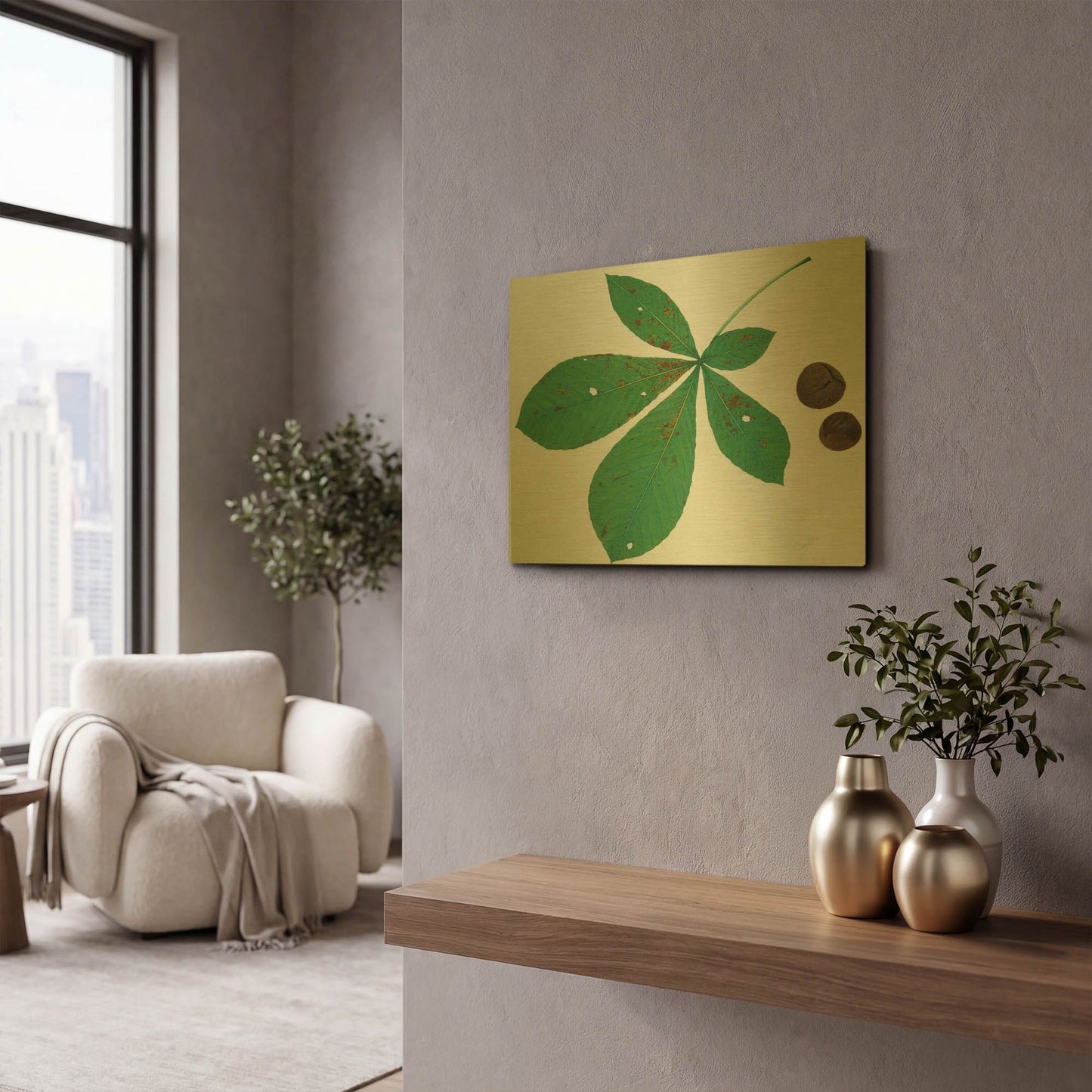 'Horse Chestnut' By Zigen Tanabe Gold Metal Wall Art
