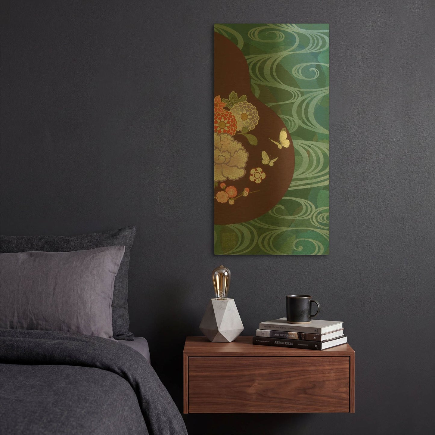 'Running Water II' By Zigen Tanabe Gold Metal Wall Art