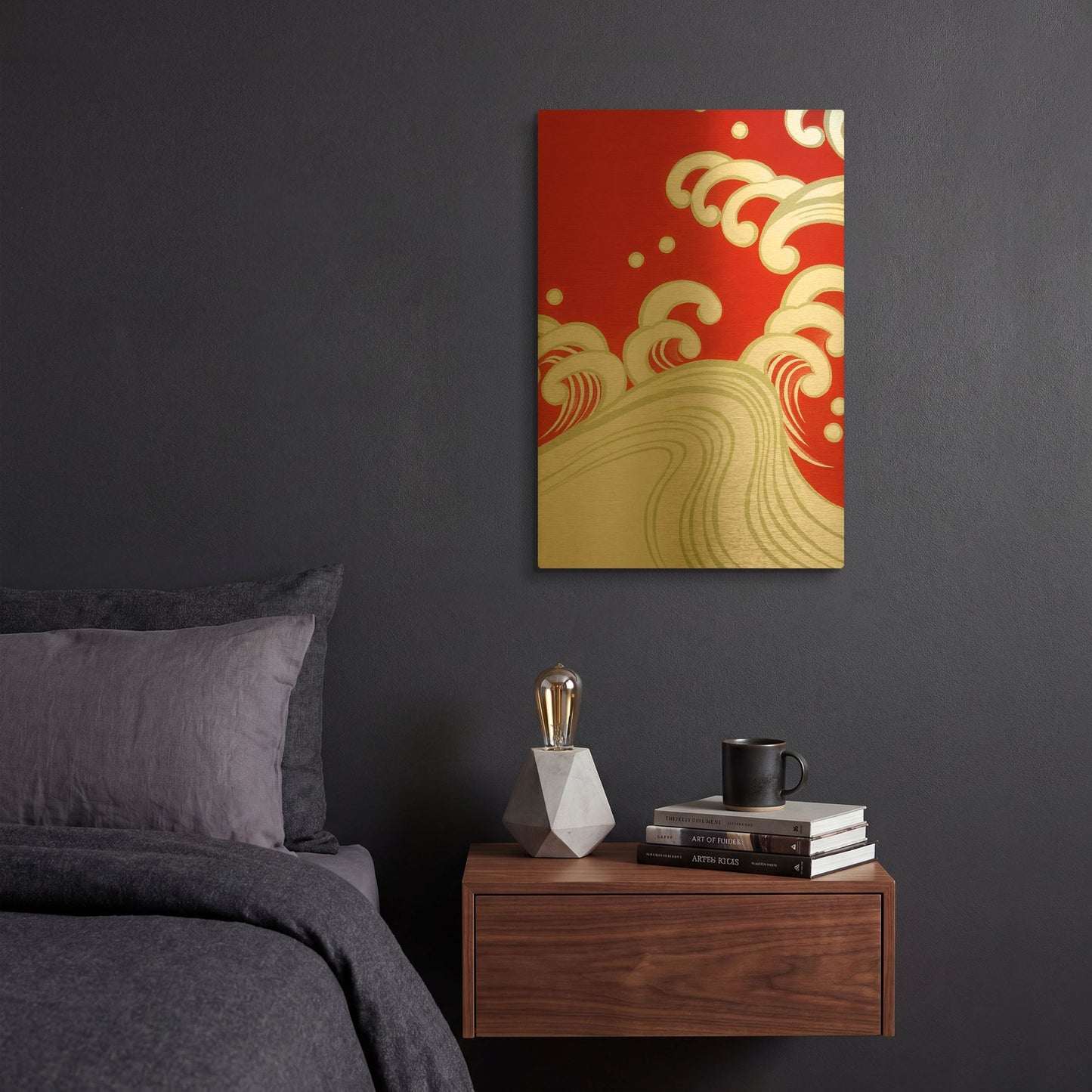 'Wave B' By Zigen Tanabe Gold Metal Wall Art