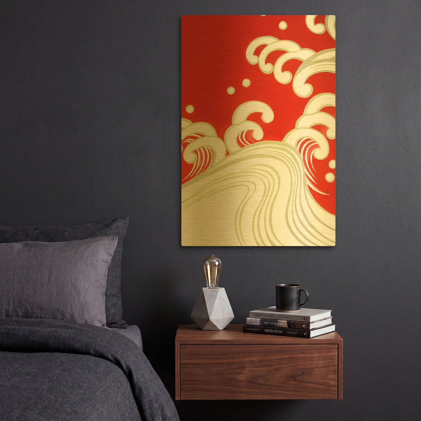 'Wave B' By Zigen Tanabe Gold Metal Wall Art