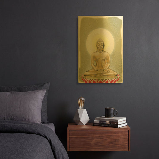 'Buddha' By Zigen Tanabe Gold Metal Wall Art