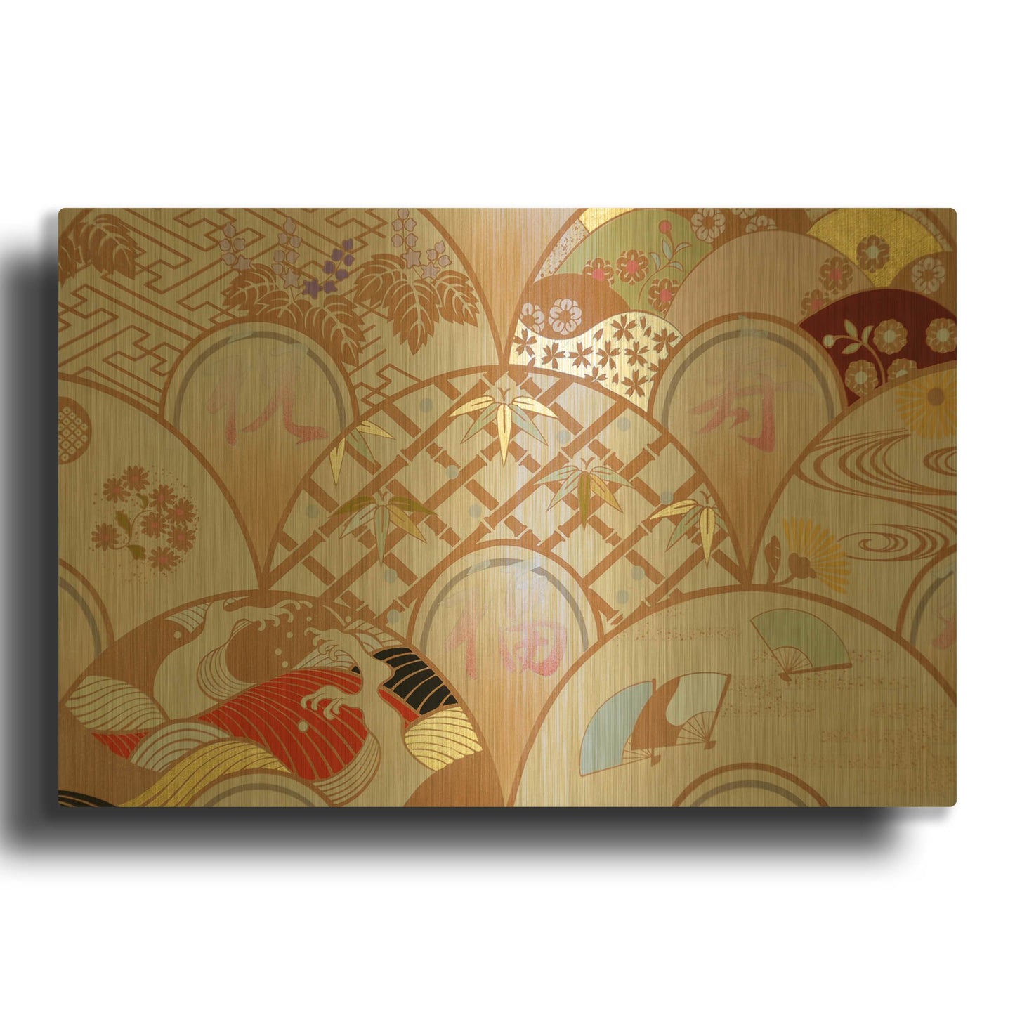 'Happy Design A' By Zigen Tanabe Gold Metal Wall Art