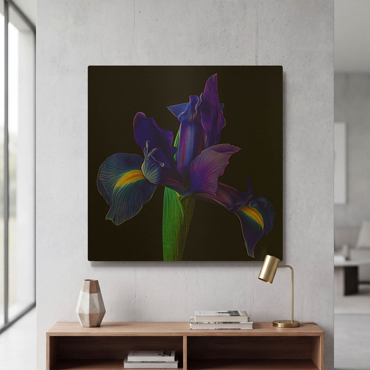 'Blue Iris' By Pamela Plummer Gold Metal Wall Art