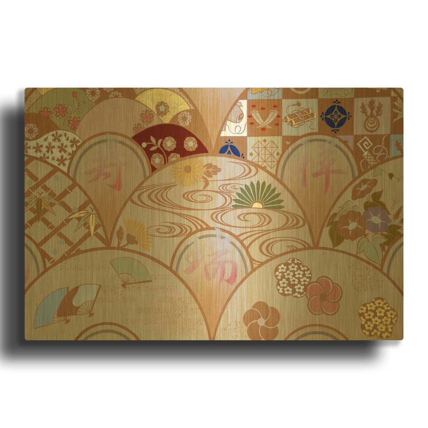 'Happy Design B' By Zigen Tanabe Gold Metal Wall Art
