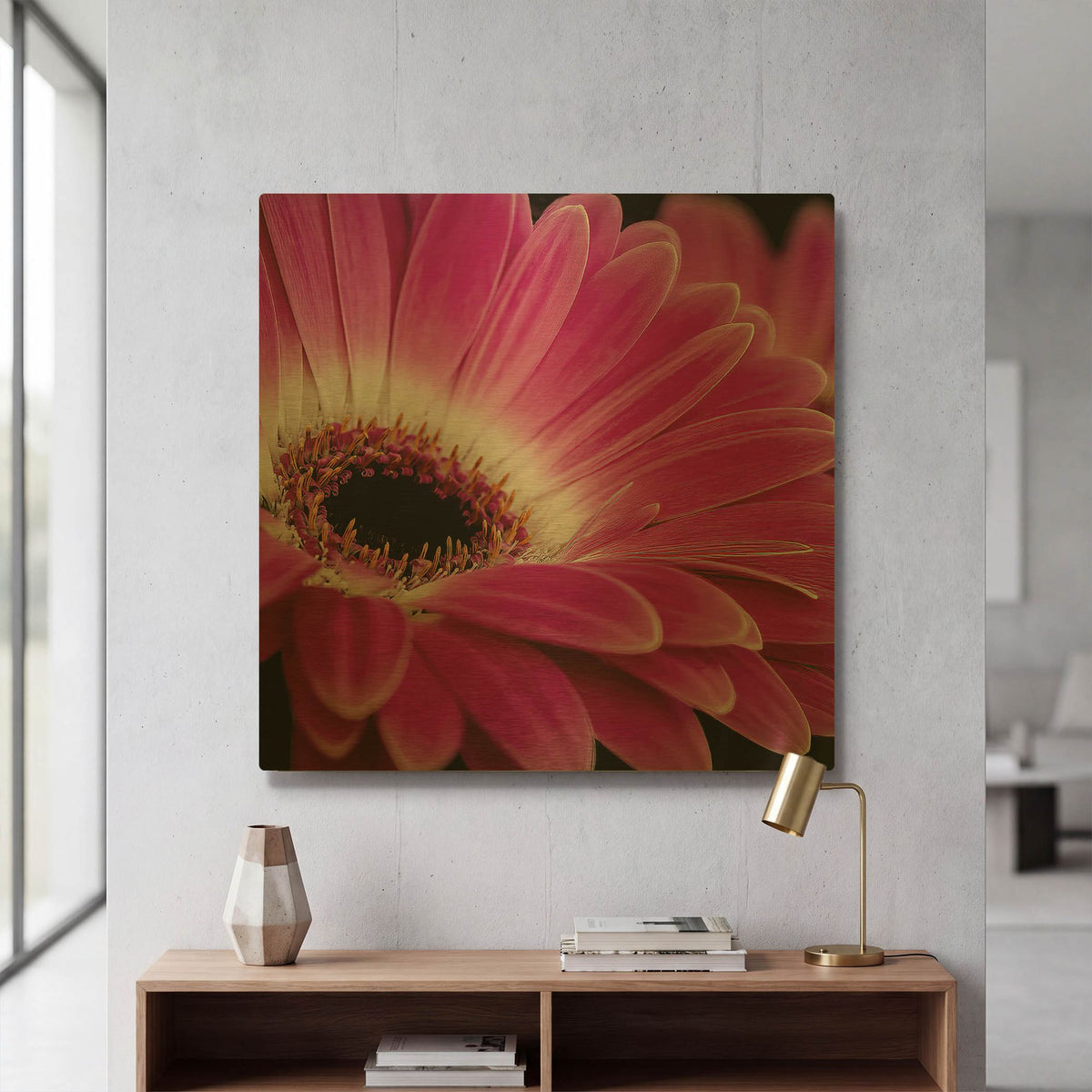 'Gerbera Daisy' By Pamela Plummer Gold Metal Wall Art