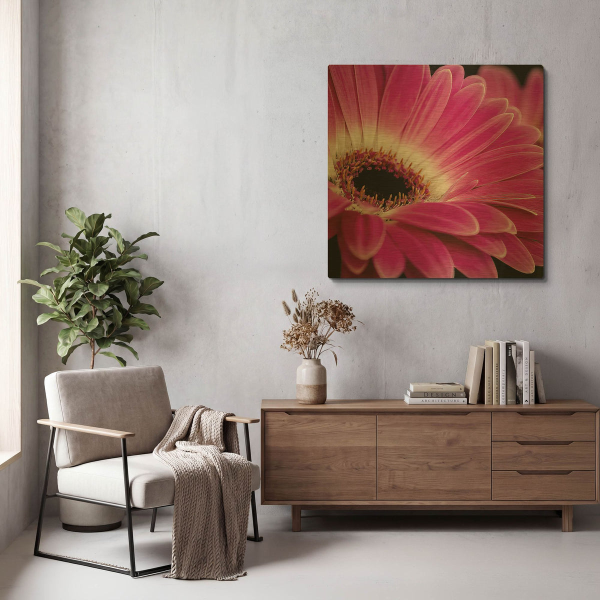 'Gerbera Daisy' By Pamela Plummer Gold Metal Wall Art