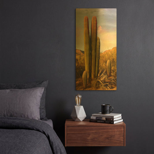 'Grandmother Saguaro' By Pamela Plummer Gold Metal Wall Art
