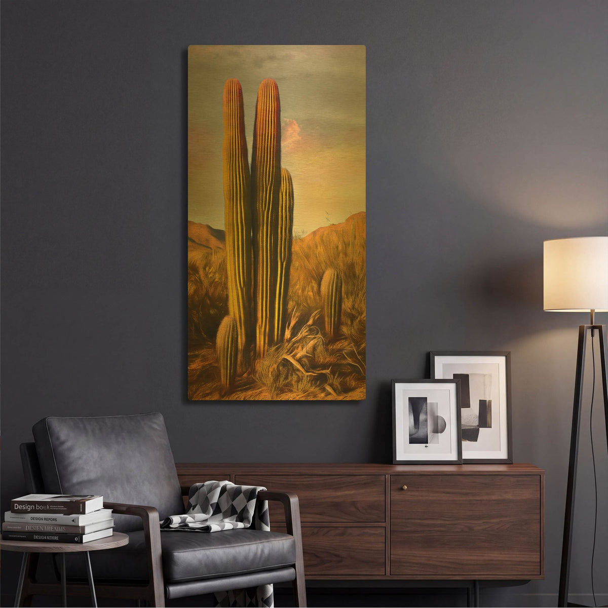 'Grandmother Saguaro' By Pamela Plummer Gold Metal Wall Art