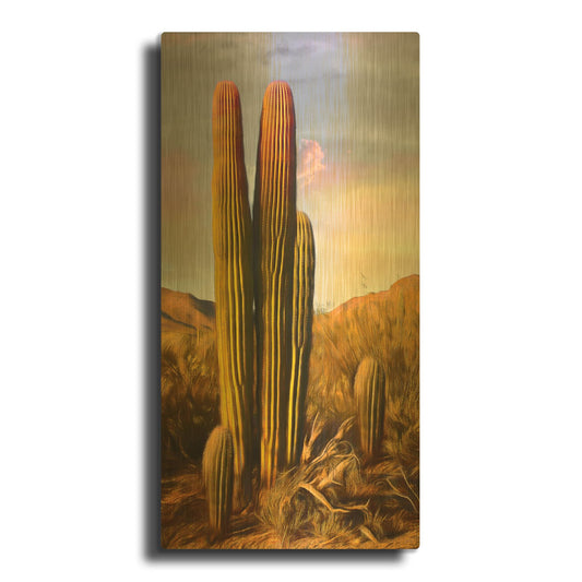 'Grandmother Saguaro' By Pamela Plummer Gold Metal Wall Art