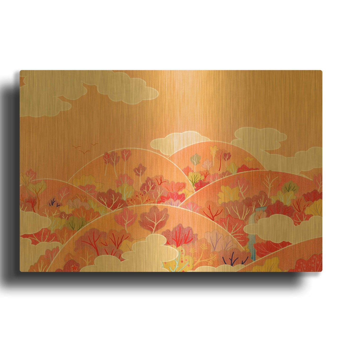 'Autumn Hill' By Zigen Tanabe Gold Metal Wall Art