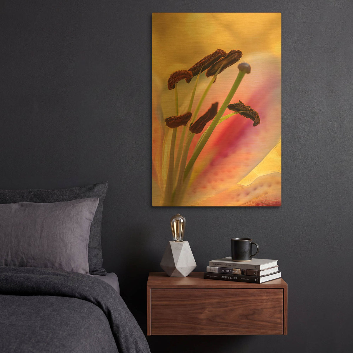 'Lily Anthers' By Pamela Plummer Gold Metal Wall Art