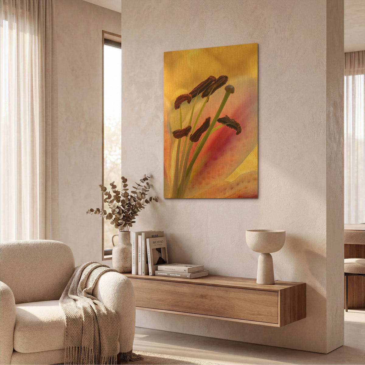 'Lily Anthers' By Pamela Plummer Gold Metal Wall Art