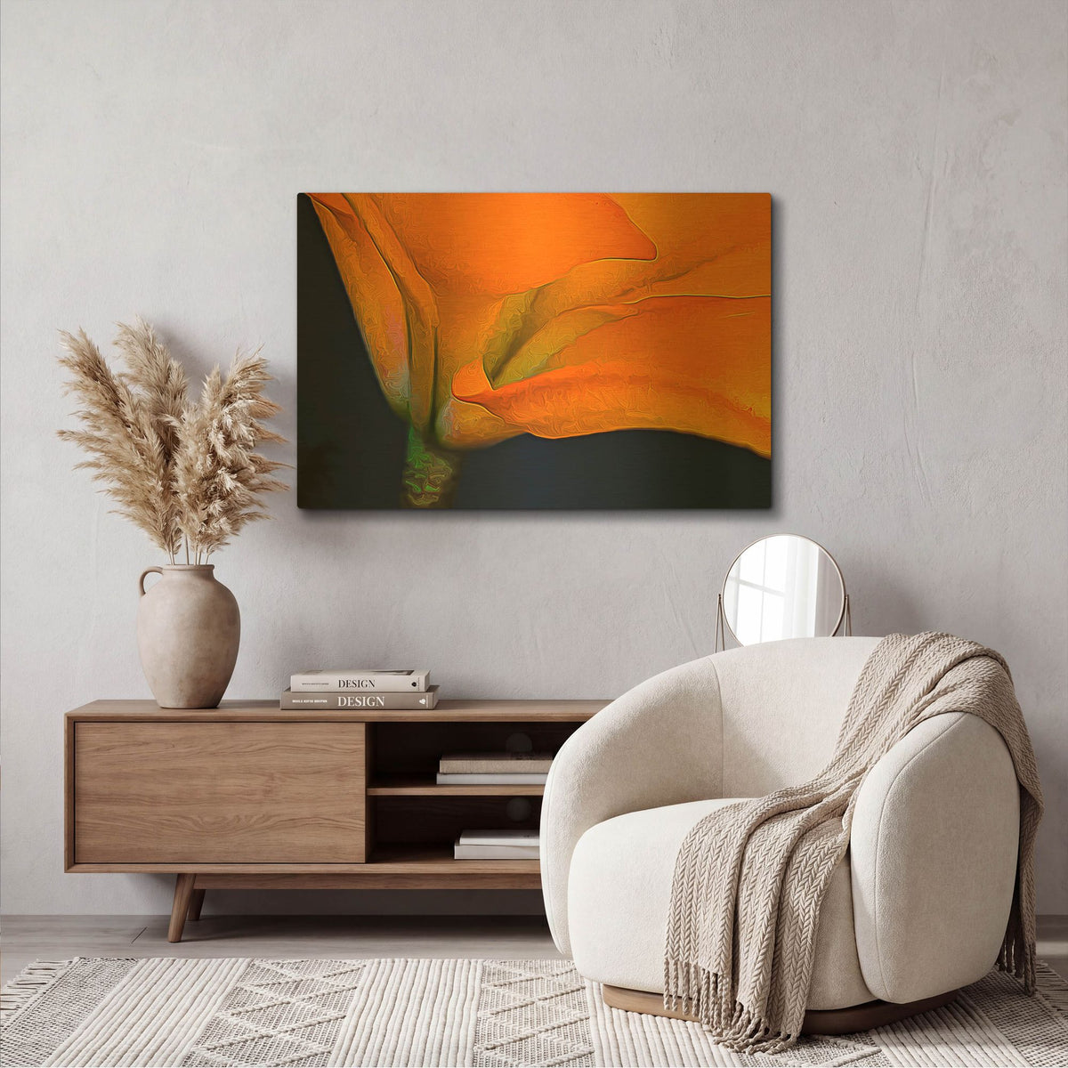 'Lily Dressed In Orange' By Pamela Plummer Gold Metal Wall Art