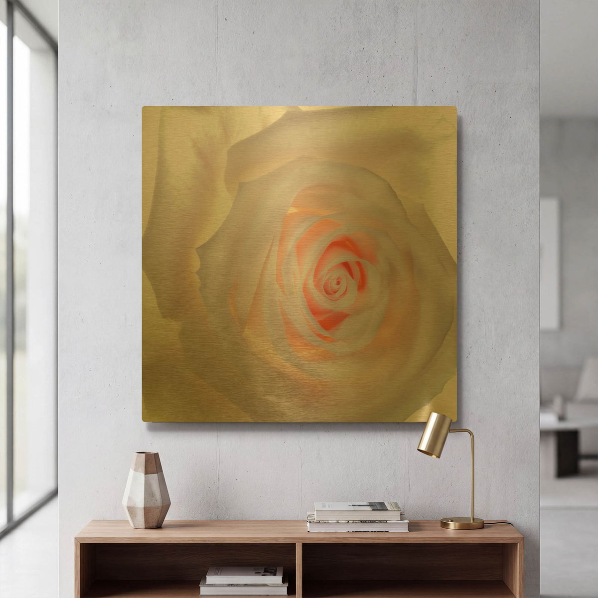 'Love Is A Pink Rose' By Pamela Plummer Gold Metal Wall Art