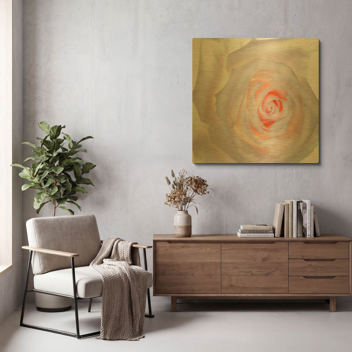 'Love Is A Pink Rose' By Pamela Plummer Gold Metal Wall Art