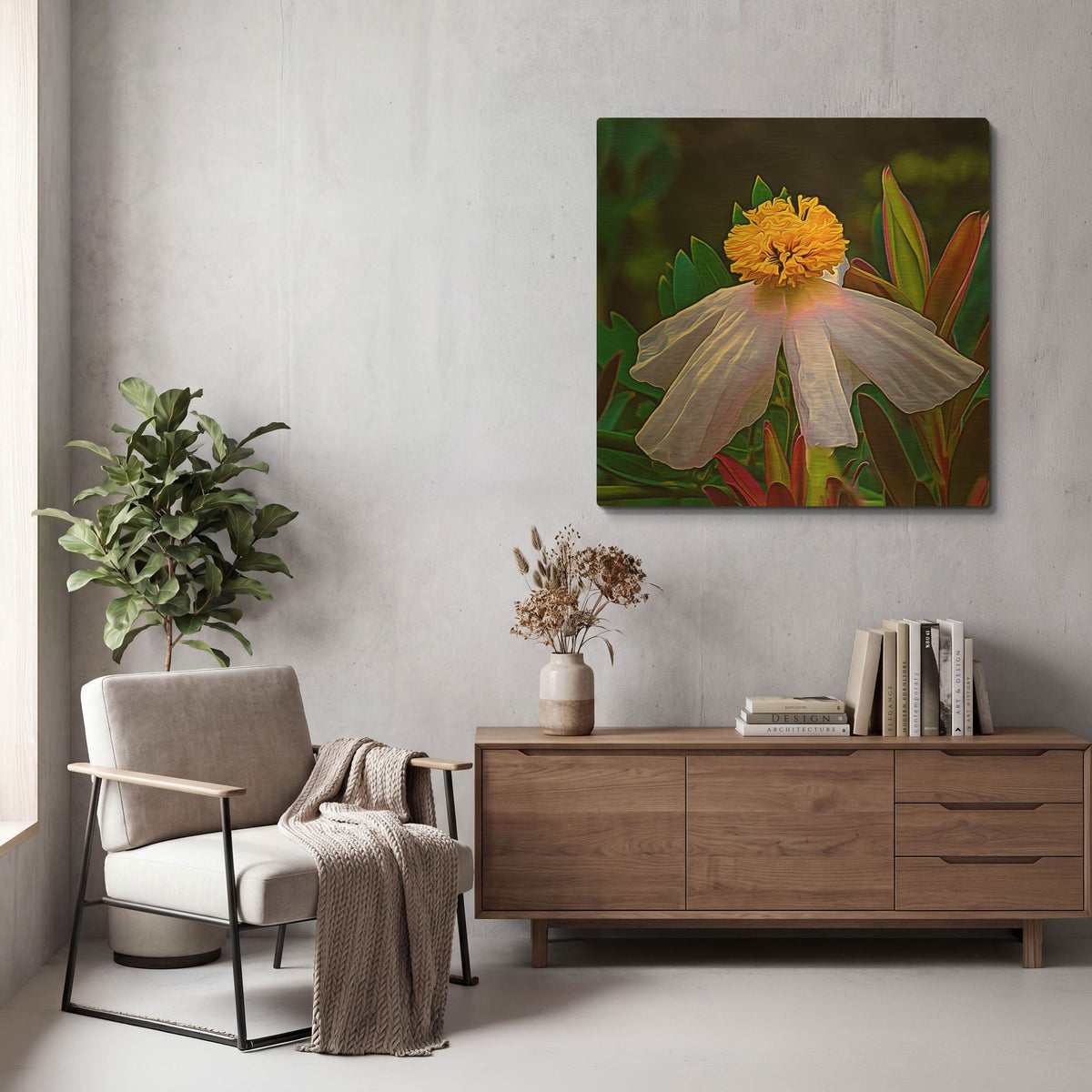 'Matilija Poppy' By Pamela Plummer Gold Metal Wall Art