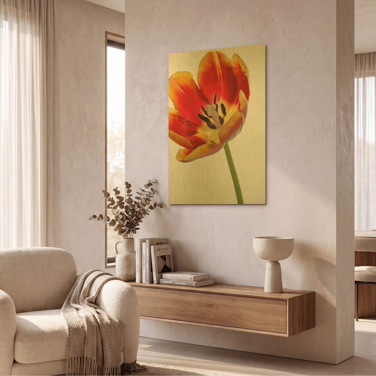 'Orange Poppy Opened Today' By Pamela Plummer Gold Metal Wall Art
