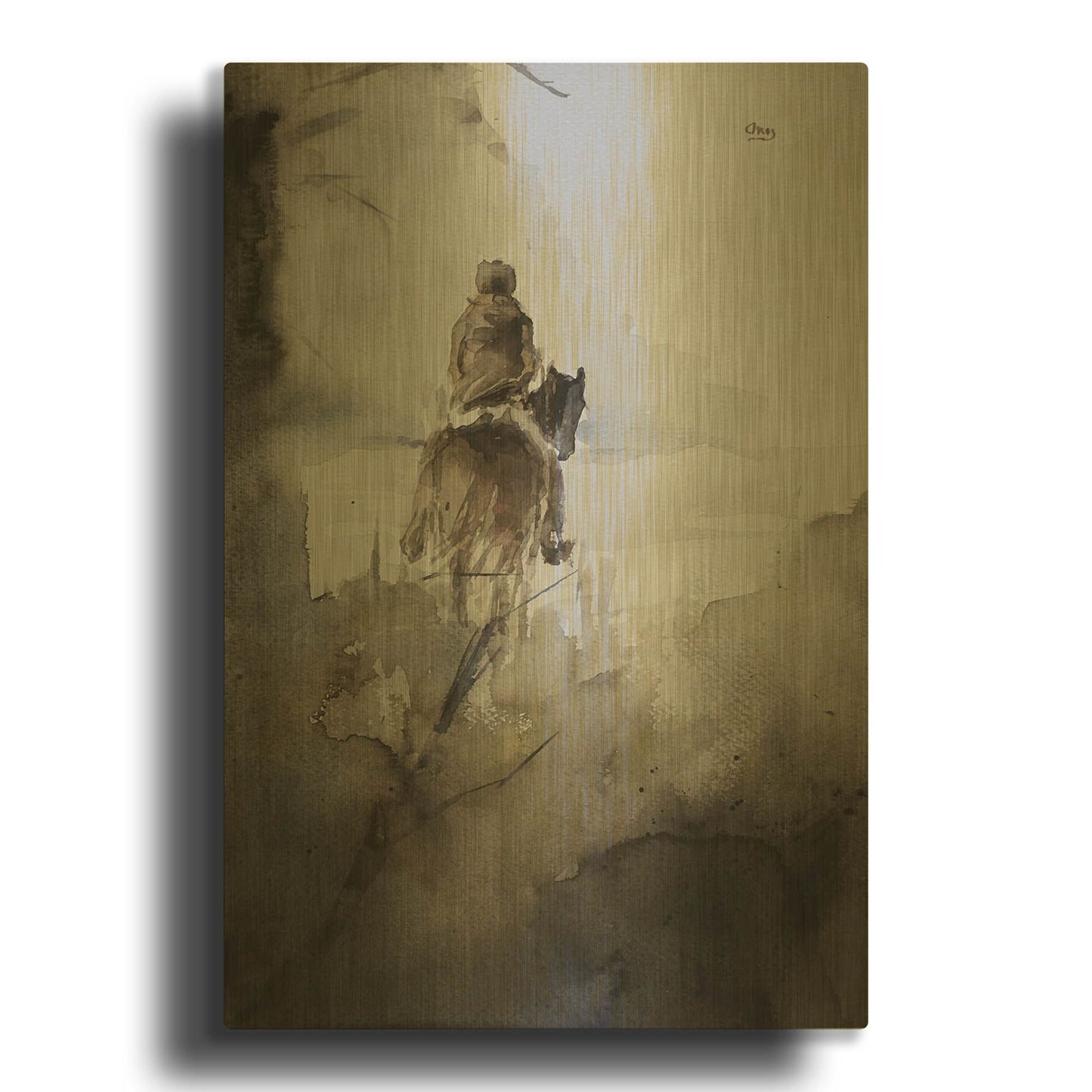 'From Afar' By Oscar Alvarez Pardo Gold Metal Wall Art