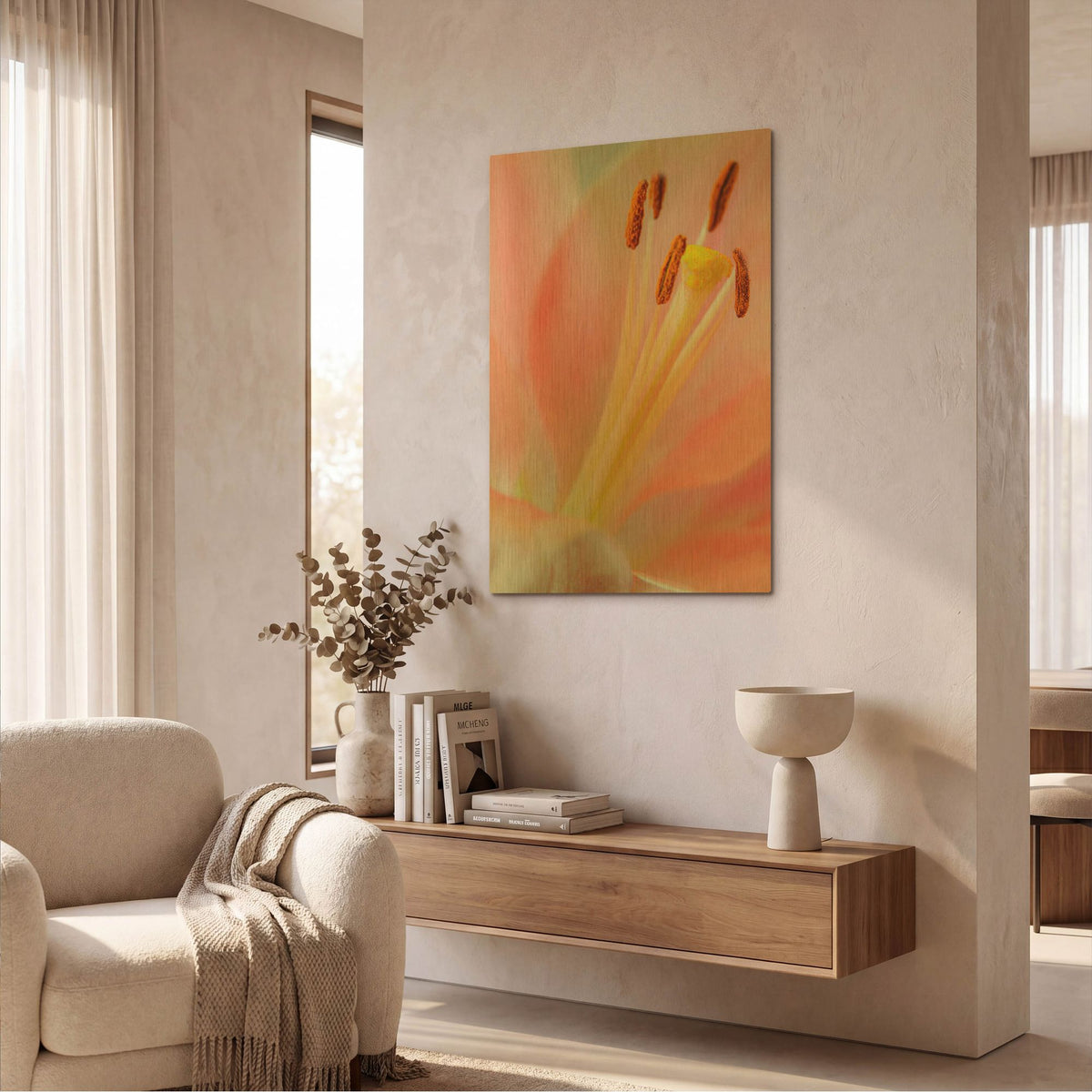 'Pink Lily So Soft' By Pamela Plummer Gold Metal Wall Art