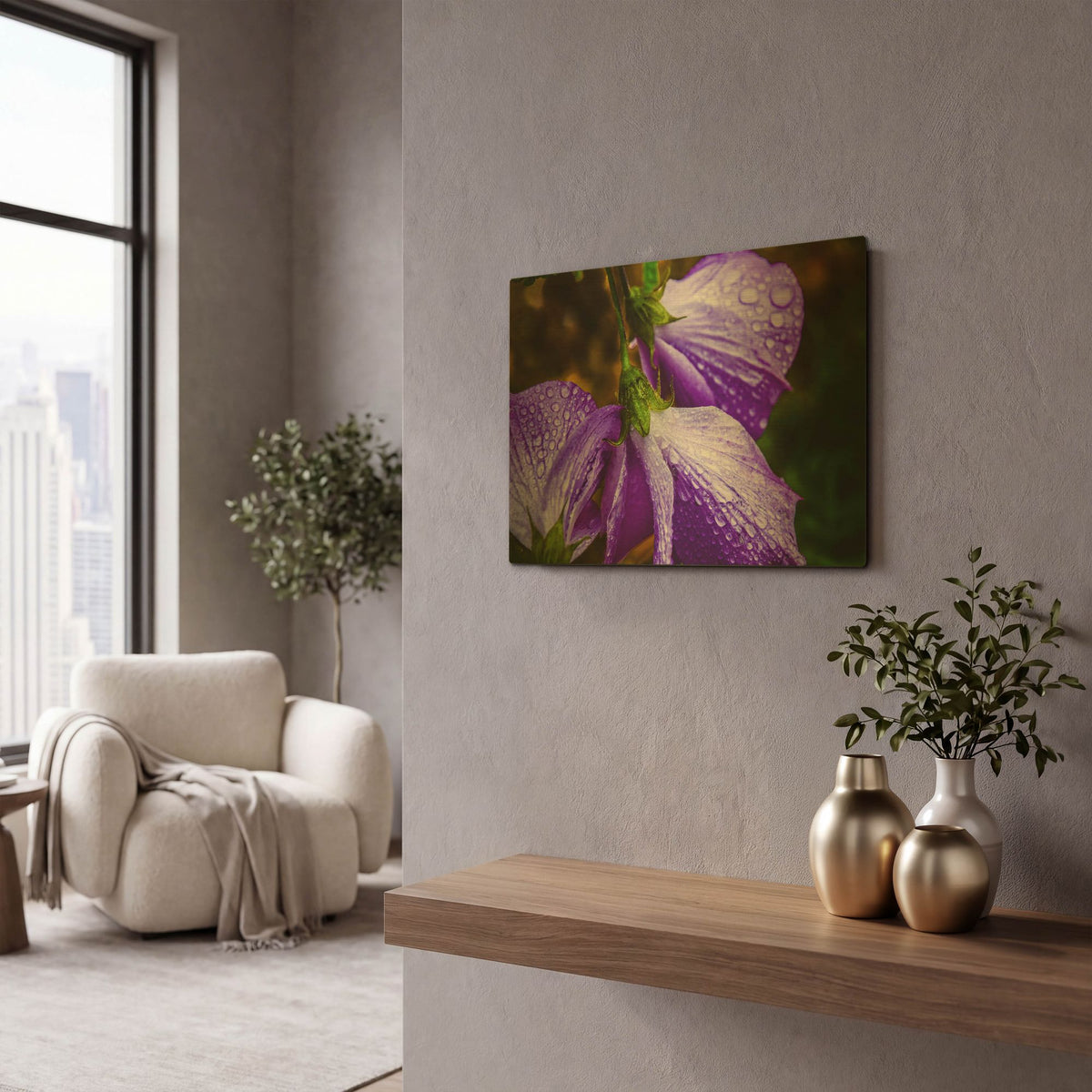 'Purple Rain' By Pamela Plummer Gold Metal Wall Art