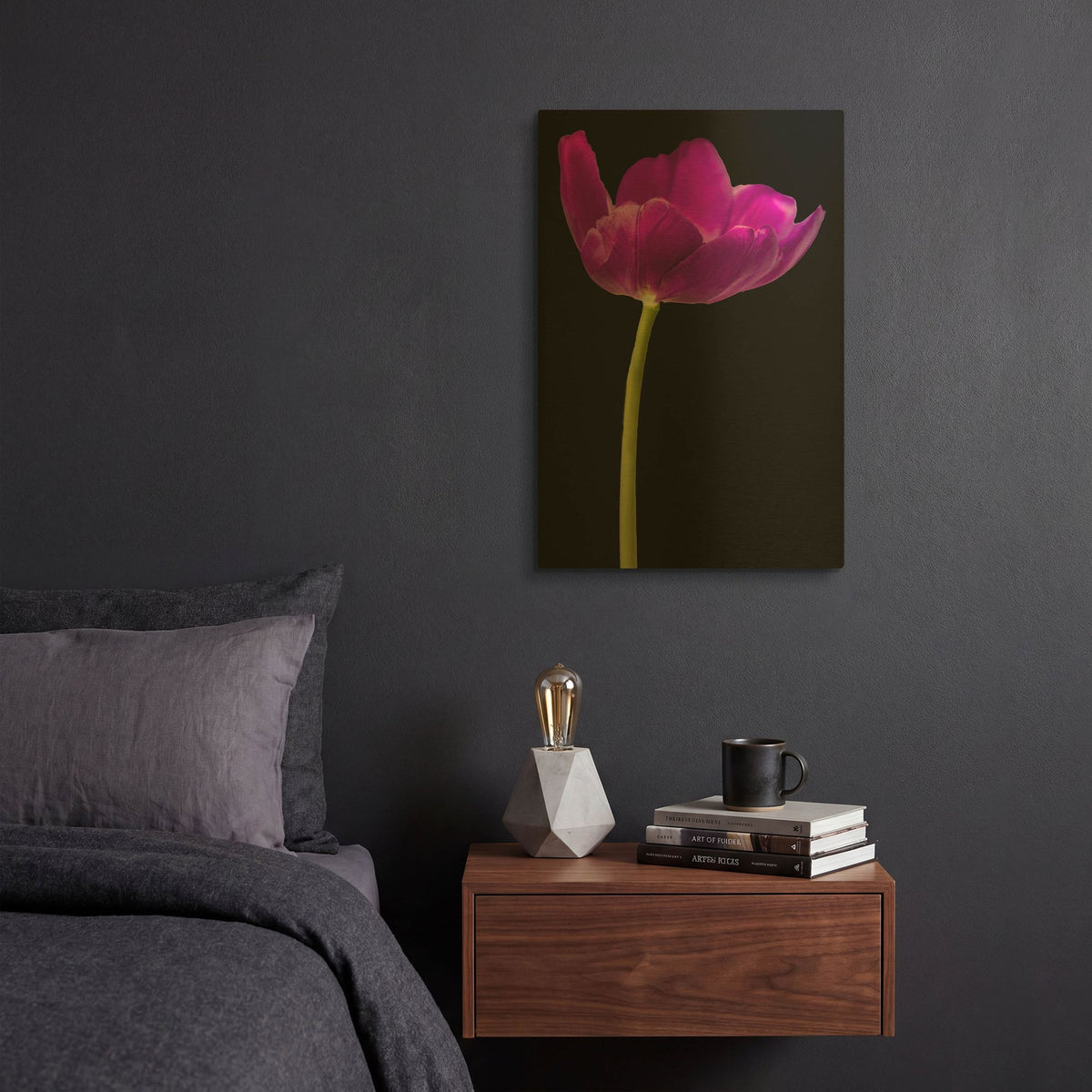 'Purple Tulip Glow' By Pamela Plummer Gold Metal Wall Art