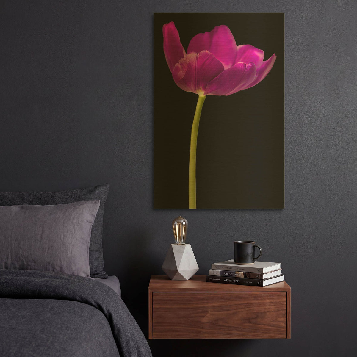 'Purple Tulip Glow' By Pamela Plummer Gold Metal Wall Art