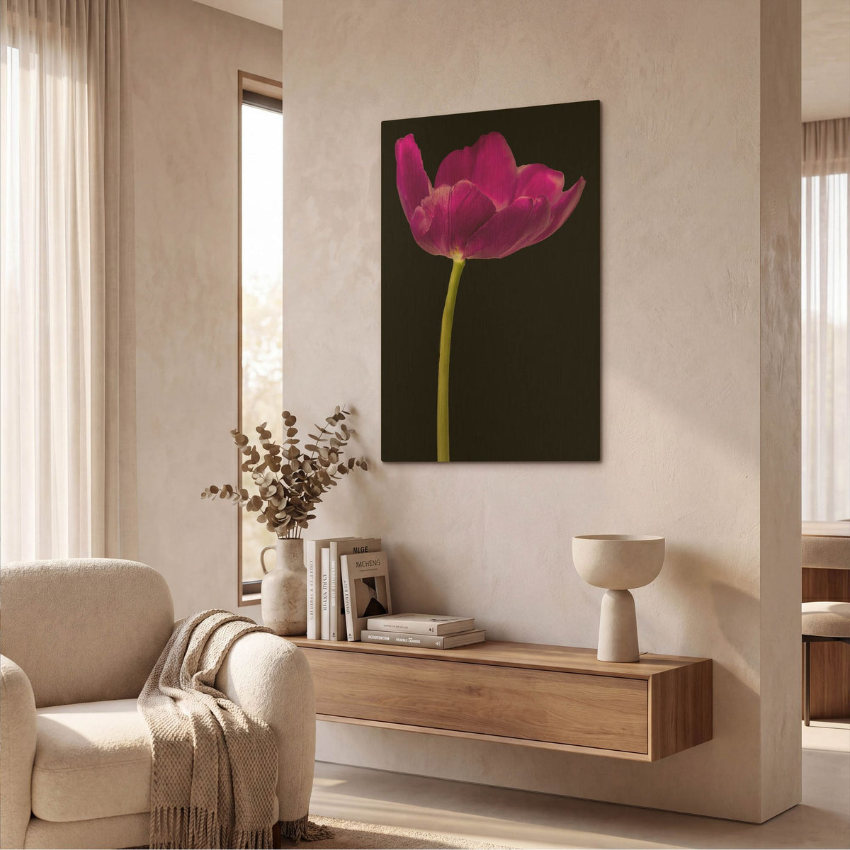 'Purple Tulip Glow' By Pamela Plummer Gold Metal Wall Art