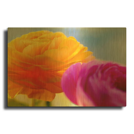 'Ranunculus In Orange And Pink' By Pamela Plummer Gold Metal Wall Art