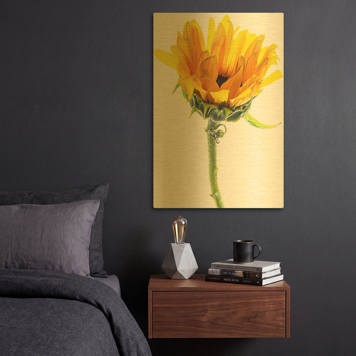 'Sunflower In The Sun' By Pamela Plummer Gold Metal Wall Art