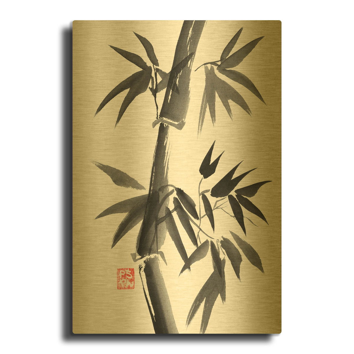 'Bamboo 01' By Pechane Gold Metal Wall Art